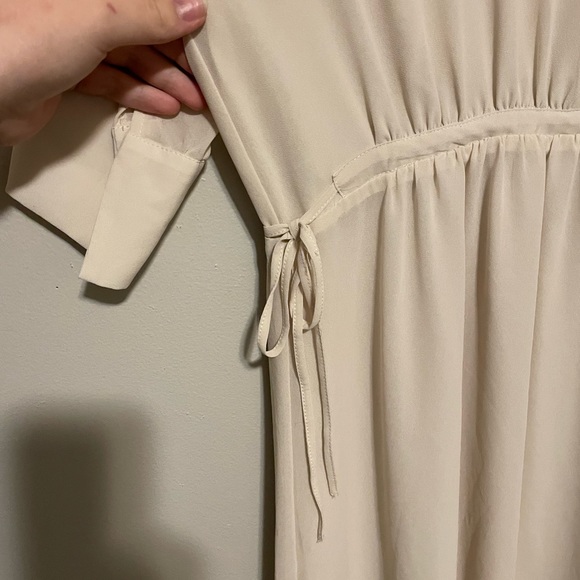 H&M cream chiffon drawstring waist midi dress size large - Picture 8 of 11